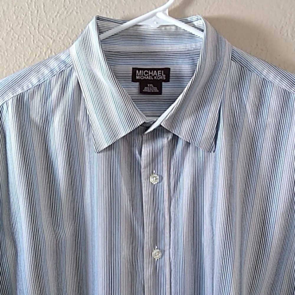 Micheal Kors Button‎ Down Top Blue & White Stripes, Size  - XXL